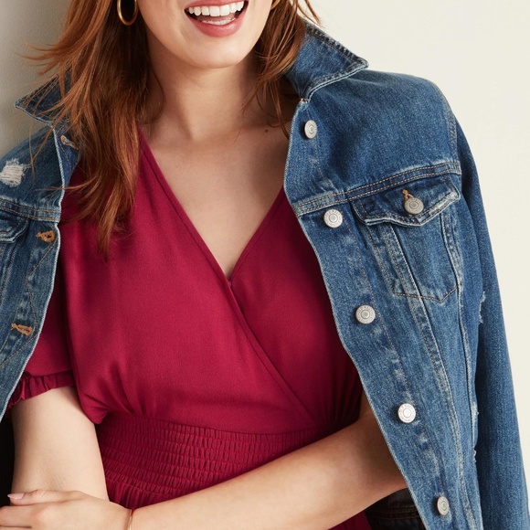 Old Navy Waist-Defined Wrap-Front Crepe Midi New - Picture 7 of 7